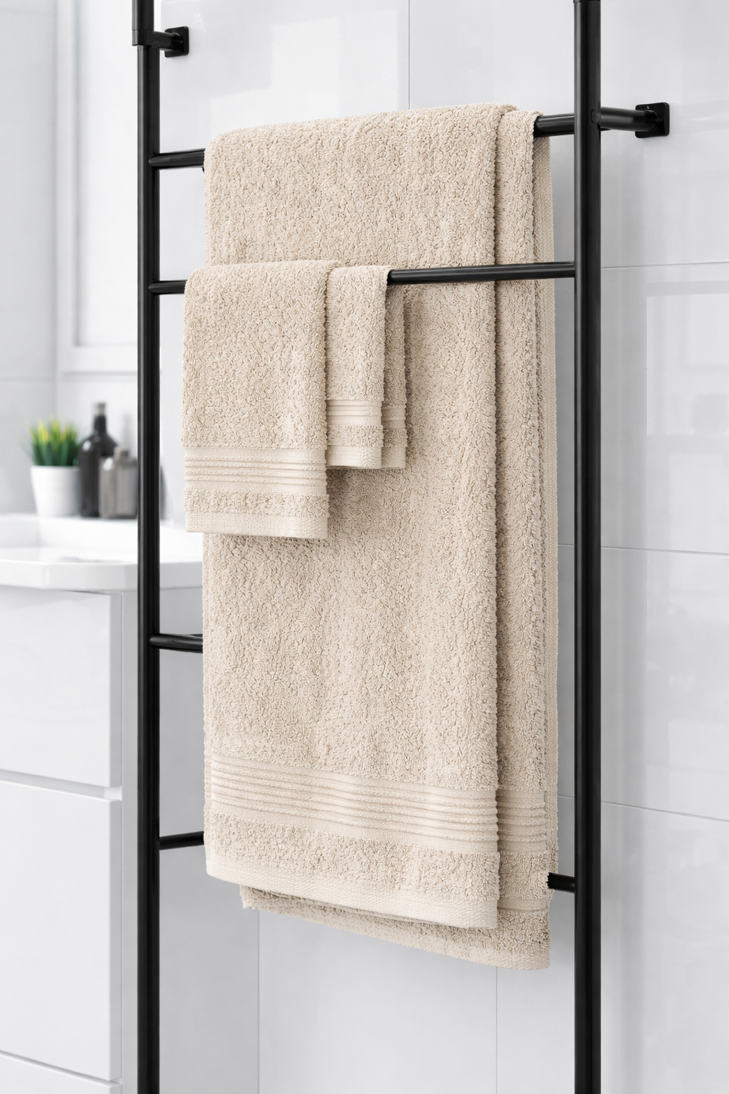 Luxe Handdoekset – Badlaken, Handdoek & Face Towel - Beige