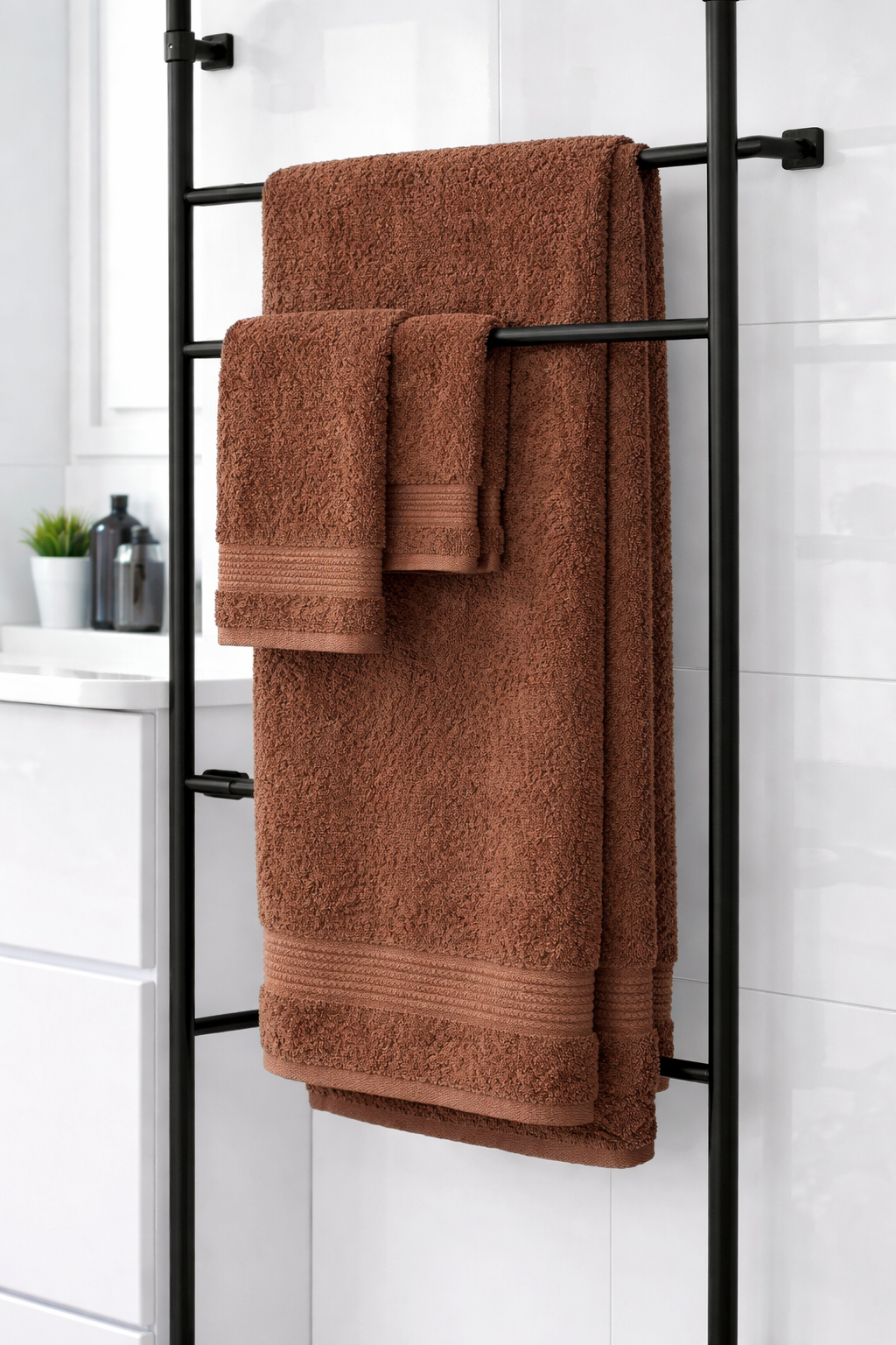 Luxe Handdoekset – Badlaken, Handdoek & Face Towel - Bruin