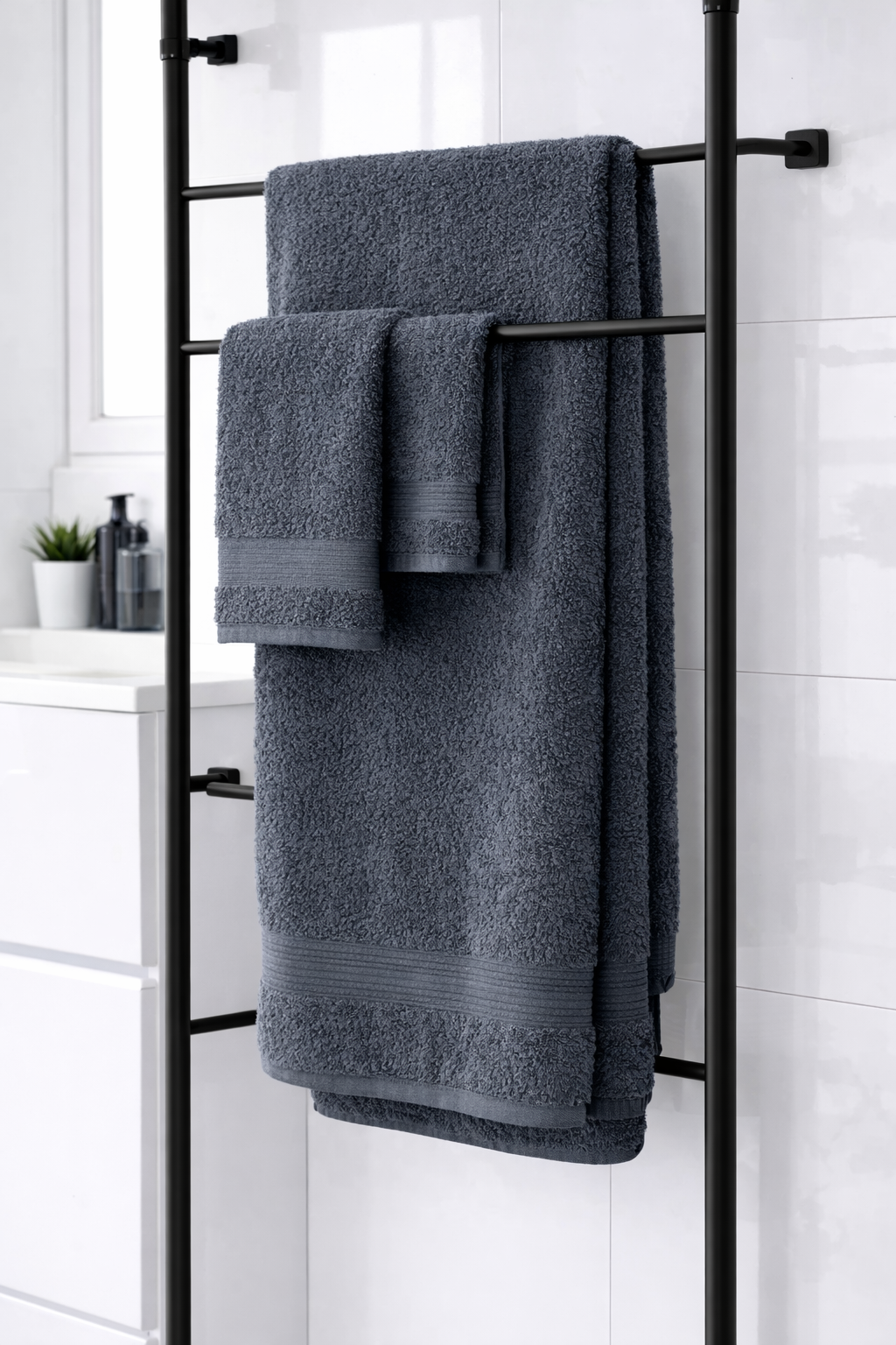Luxe Handdoekset – Badlaken, Handdoek & Face Towel - Donker grijs