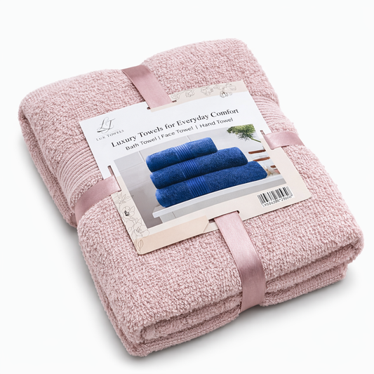 Luxe Handdoekset – Badlaken, Handdoek & Face Towel - Roze