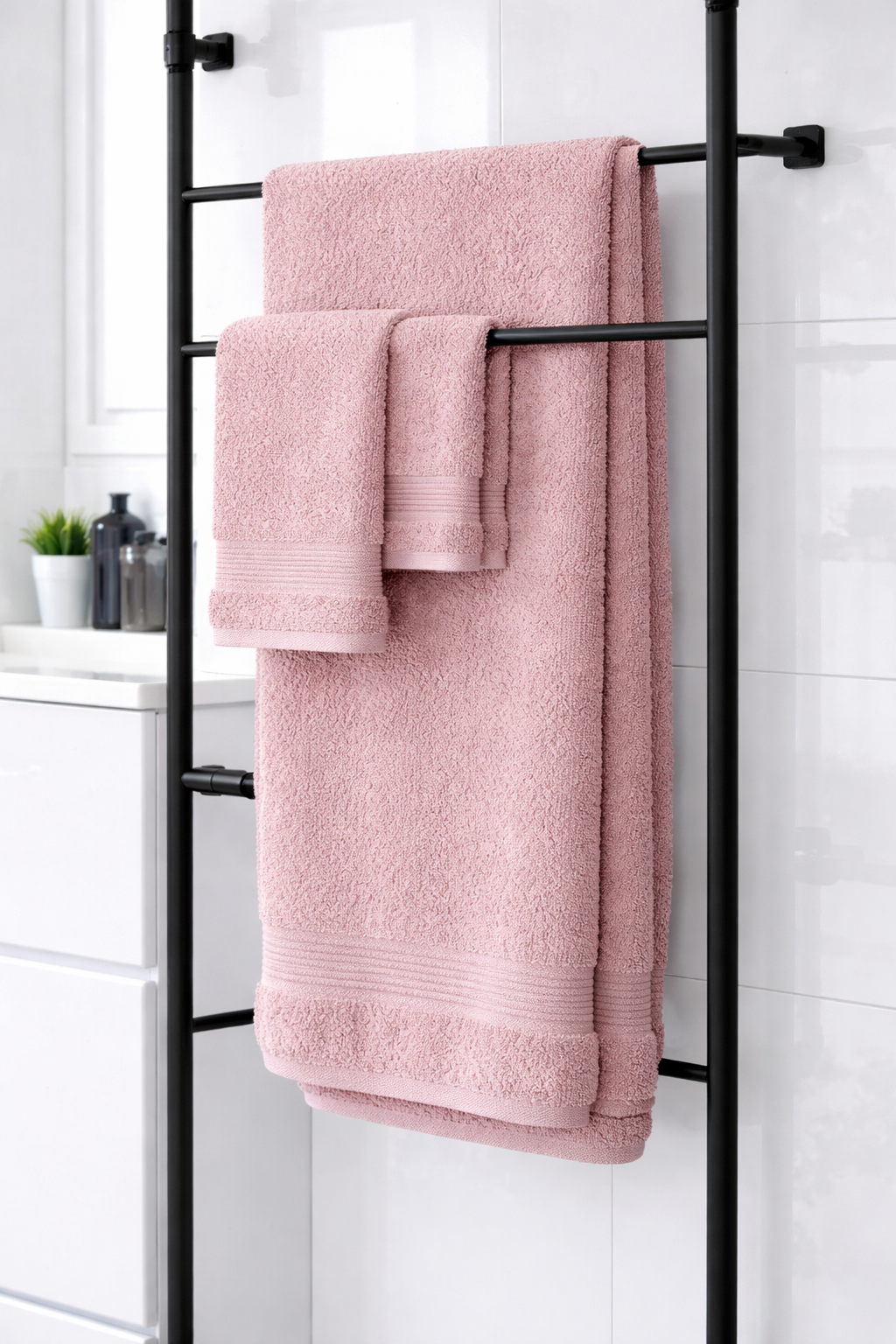 Luxe Handdoekset – Badlaken, Handdoek & Face Towel - Roze