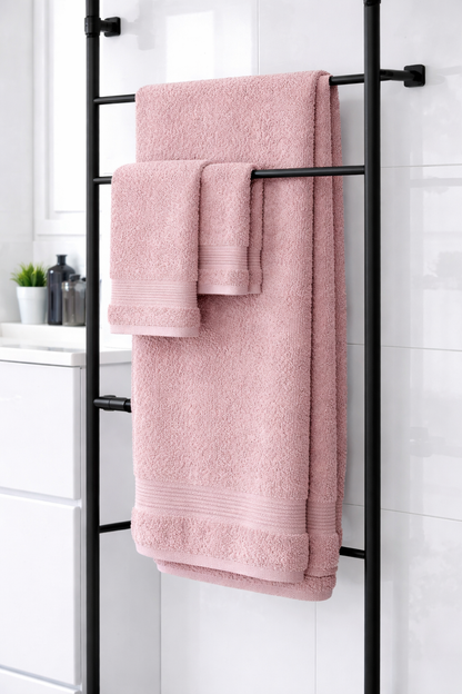 Luxe Handdoekset – Badlaken, Handdoek & Face Towel - Roze
