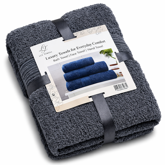 Luxe Handdoekset – Badlaken, Handdoek & Face Towel - Donker grijs