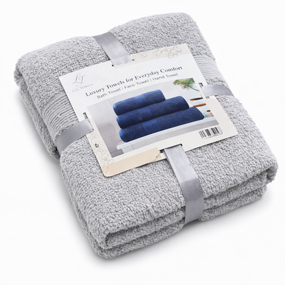 Luxe Handdoekset – Badlaken, Handdoek & Face Towel - Zilver