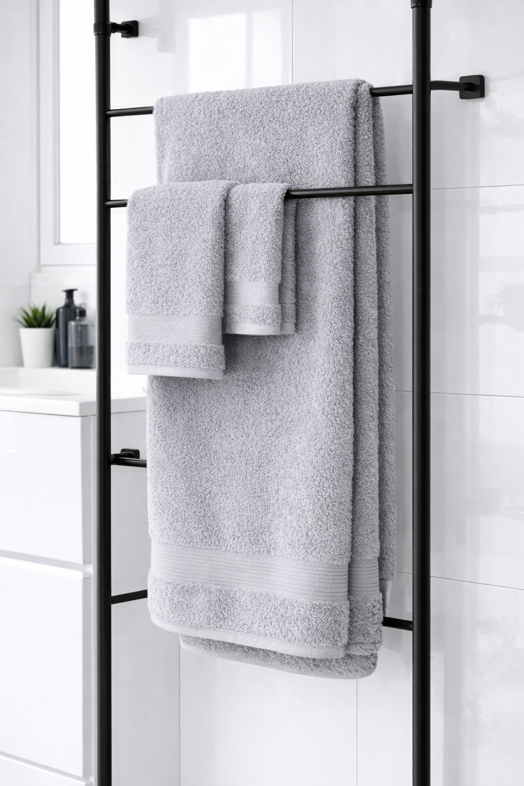 Luxe Handdoekset – Badlaken, Handdoek & Face Towel - Zilver